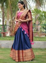 Narayan Pet Cotton Royal Blue Festival Wear Weaving Work Readymade Lehenga Choli